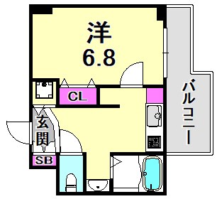 神戸市中央区筒井町のマンションの間取り