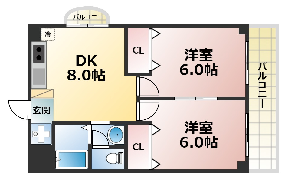 神戸市灘区篠原南町のマンションの間取り