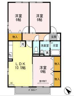 東広島市三永のアパートの間取り