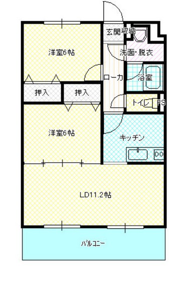 岡山市中区藤崎のマンションの間取り