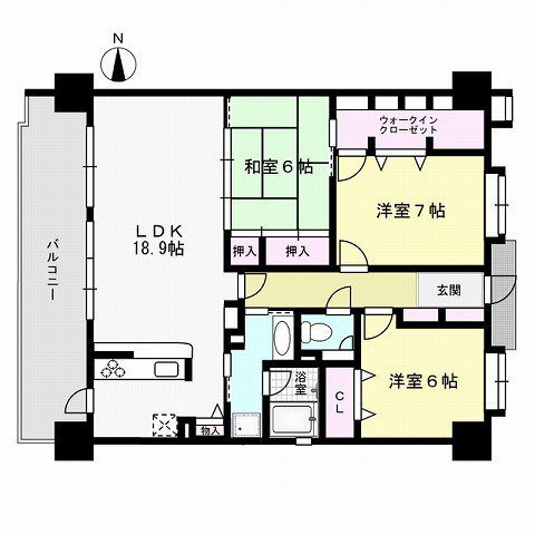 【福岡市西区姪浜駅南のマンションの間取り】