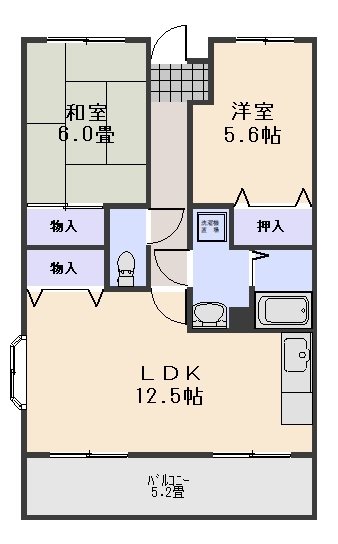 岡山市中区湊のマンションの間取り