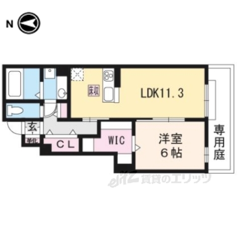 京都市右京区鳴滝桐ケ淵町のアパートの間取り