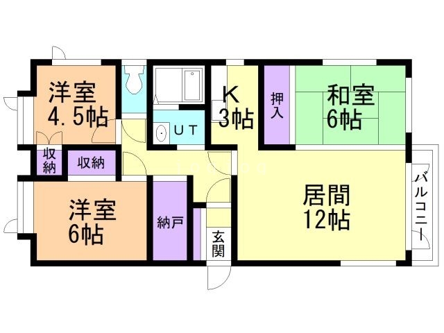 北斗市七重浜のアパートの間取り