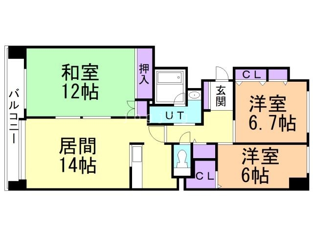 【札幌市北区新川五条のマンションの間取り】