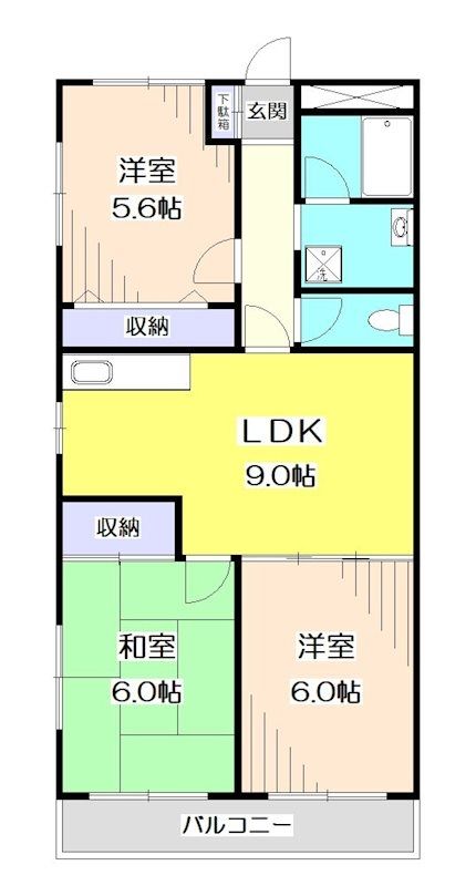 所沢市御幸町のマンションの間取り