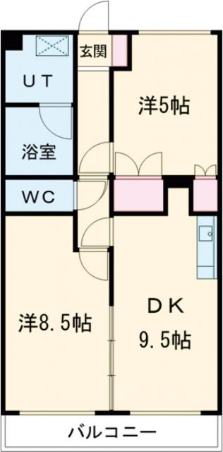 栃木県宇都宮市岩曽町（マンション）の賃貸物件の間取り