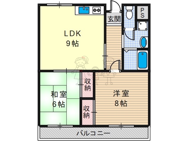 大阪府大阪市阿倍野区松虫通２（マンション）の賃貸物件の間取り