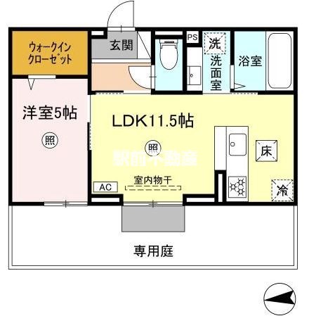 西鉄天神大牟田線 宮の陣駅 徒歩1分 3階建 築3年の間取り写真