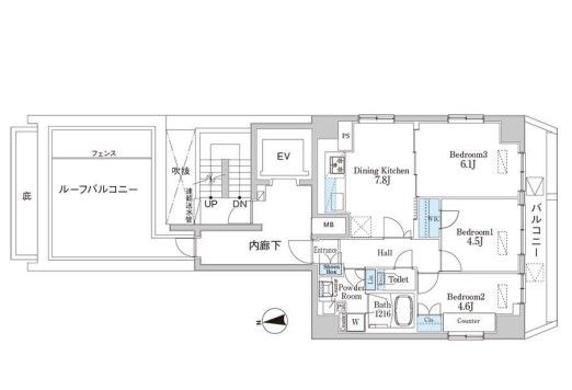 ライオンズフォーシア芝公園の間取り