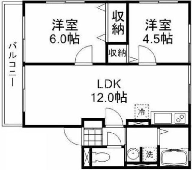 岡山市北区玉柏のアパートの間取り