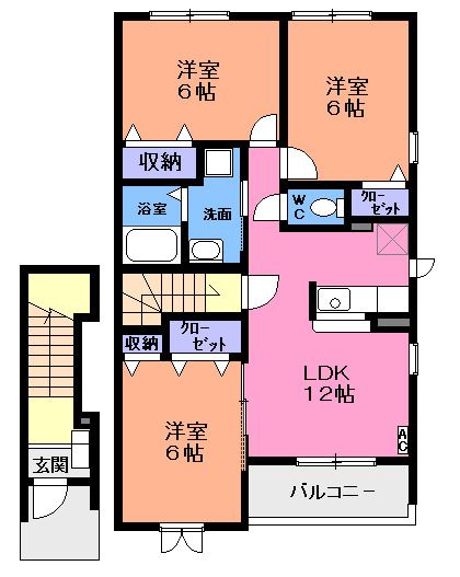 羽島郡笠松町米野のアパートの間取り