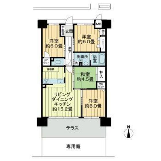 岡山市北区西島田町のマンションの間取り