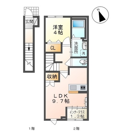 山形市大字松原のアパートの間取り