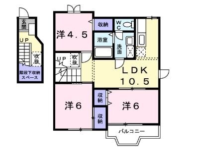 郡山市大槻町のアパートの間取り