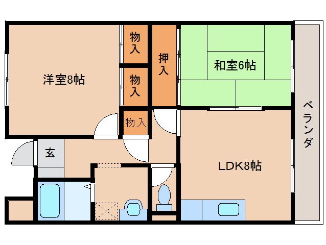 橿原市久米町のマンションの間取り