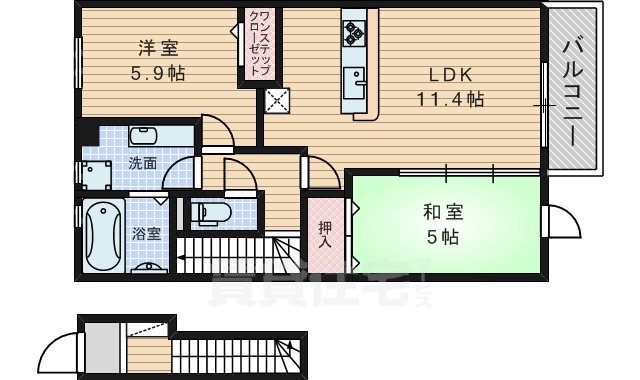 豊中市春日町のアパートの間取り