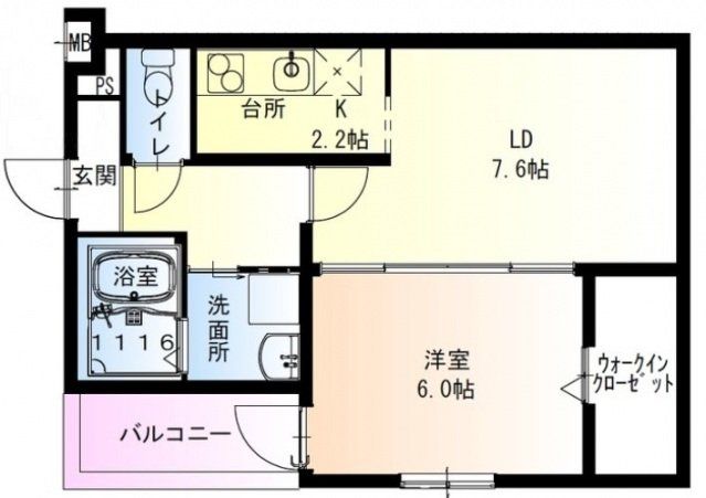 東大阪市横沼町のアパートの間取り