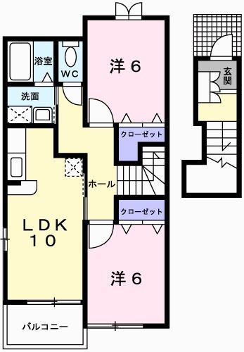 赤穂郡上郡町山野里のアパートの間取り