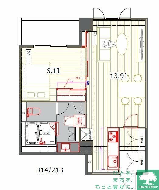 目黒区下目黒のマンションの間取り