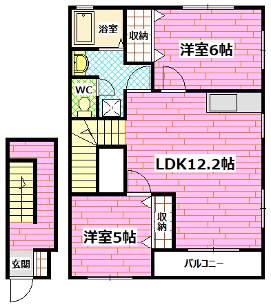 広島市安芸区矢野西のアパートの間取り