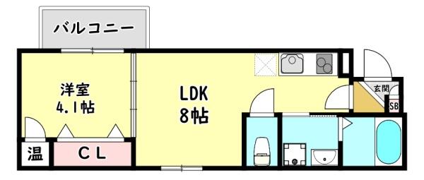 【寝屋川市萱島桜園町のアパートの間取り】