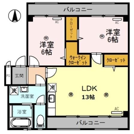 海南市船尾のマンションの間取り