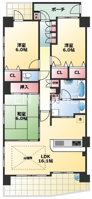 エステムコート上本町アルティスクエアの間取り