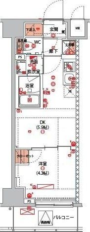 新宿区西早稲田のマンションの間取り