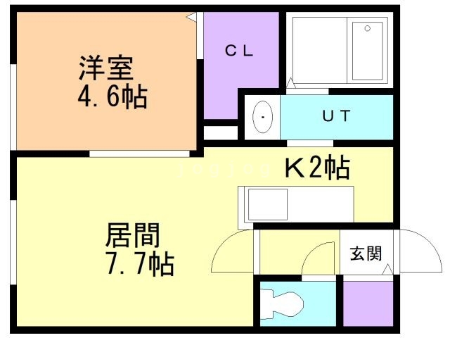 札幌市南区川沿五条のアパートの間取り