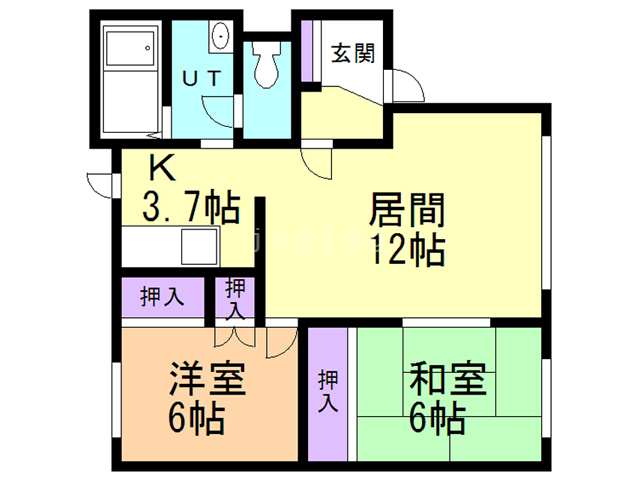 札幌市白石区北郷四条のアパートの間取り