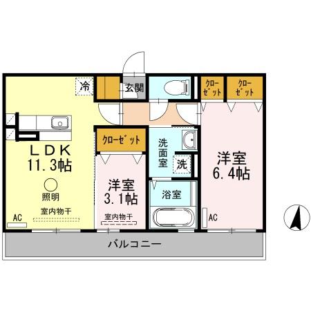 上益城郡益城町大字広崎のアパートの間取り