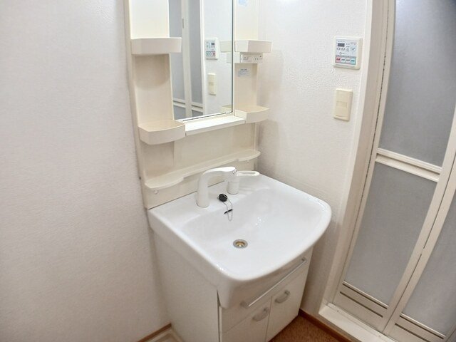 洗面設備　スペースが確保できる洗面所です