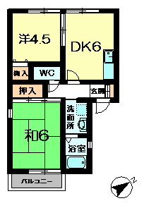 相楽郡精華町桜が丘のアパートの間取り