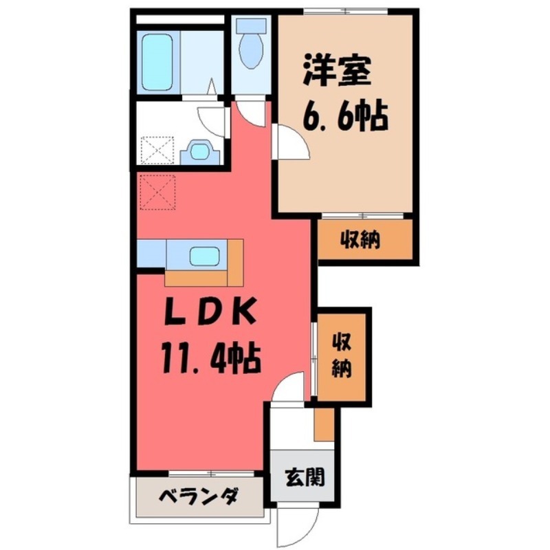 栃木市大平町真弓のアパートの間取り