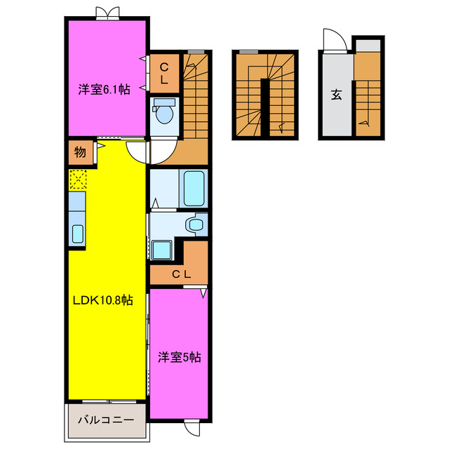 磐田市新貝のアパートの間取り