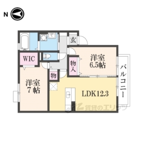 奈良市東九条町のアパートの間取り