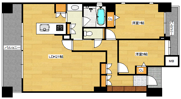 広島市中区大手町のマンションの間取り