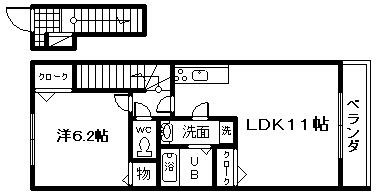 岸和田市額原町のアパートの間取り