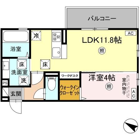 菊池郡菊陽町大字久保田のアパートの間取り