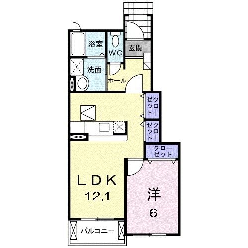 大崎市古川駅東のアパートの間取り