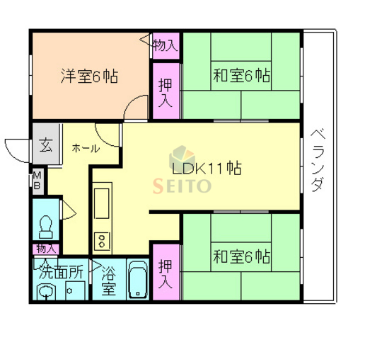 岡町百番館の間取り