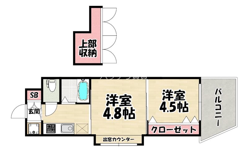 福岡市博多区住吉のマンションの間取り