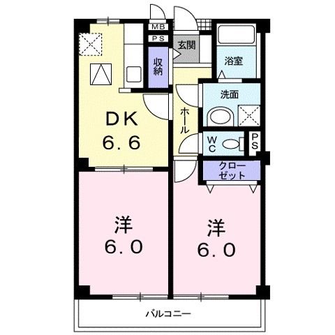 府中市中須町のアパートの間取り