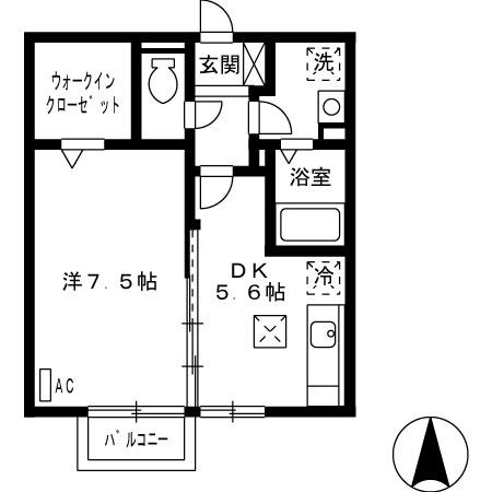 リースランド水道線　B棟の間取り