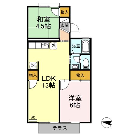 セジュール周南　A棟の間取り