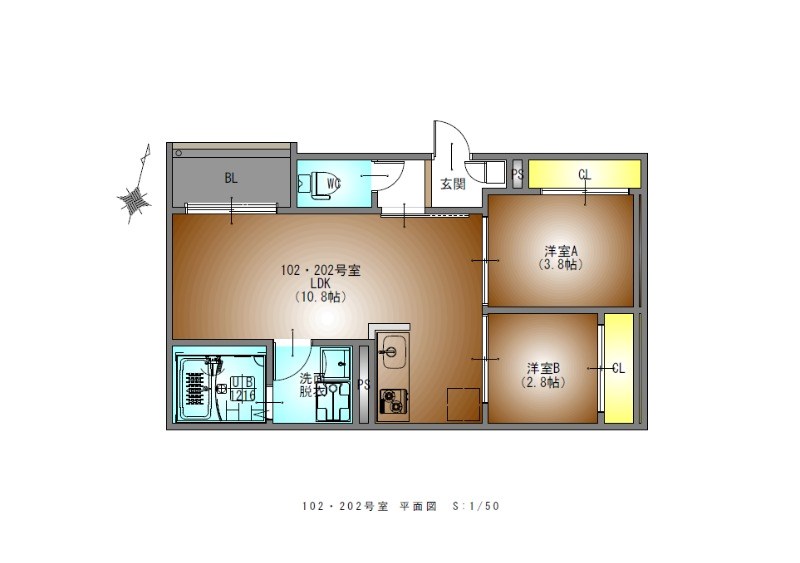 名古屋市南区道徳新町のアパートの間取り