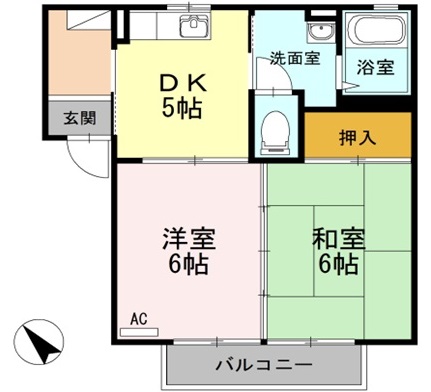 福山市沖野上町のアパートの間取り