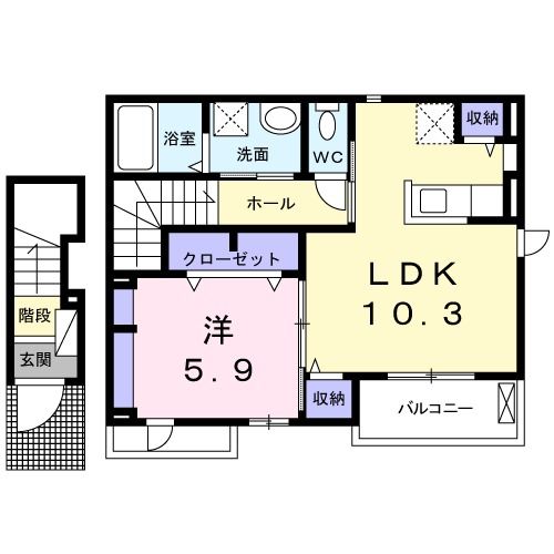 大洲市東大洲のアパートの間取り