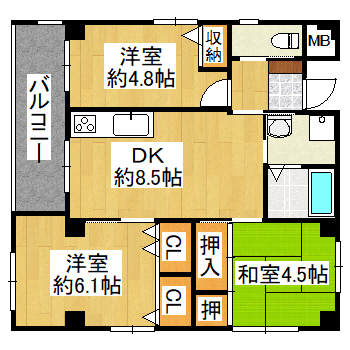 宝塚市高松町のマンションの間取り